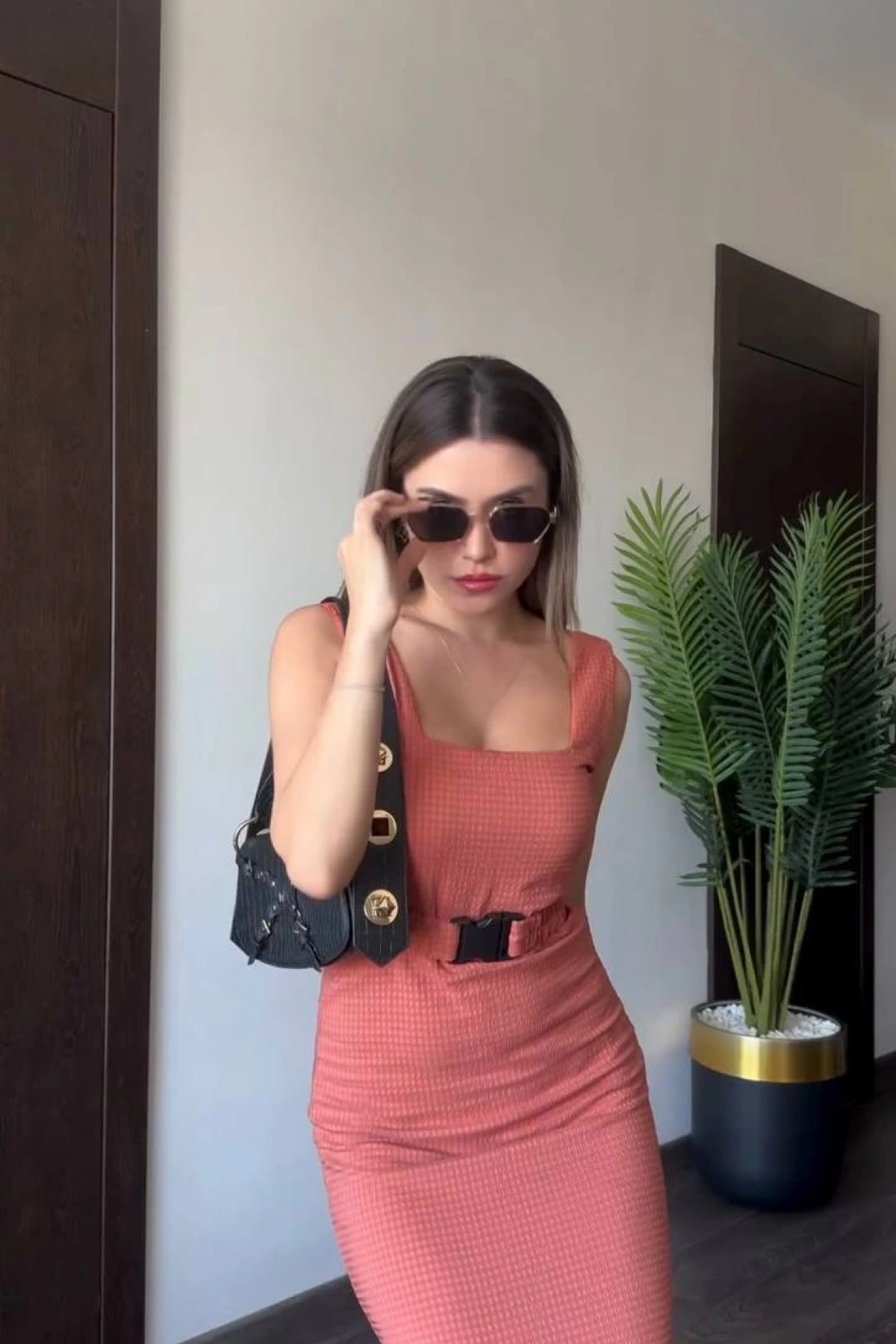 Penny Gofre Elbise - Pembe