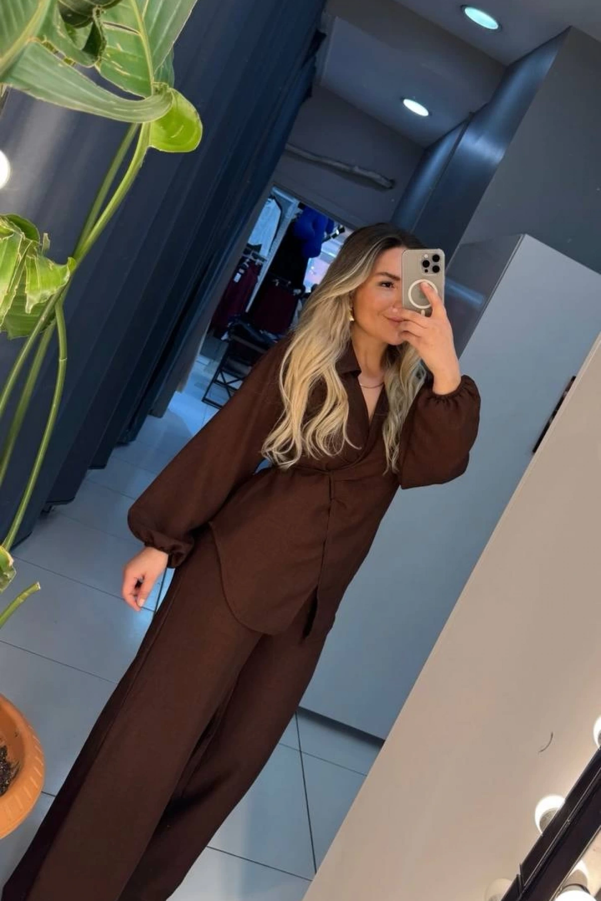 Eliss Keten İkili Takım - Kahve