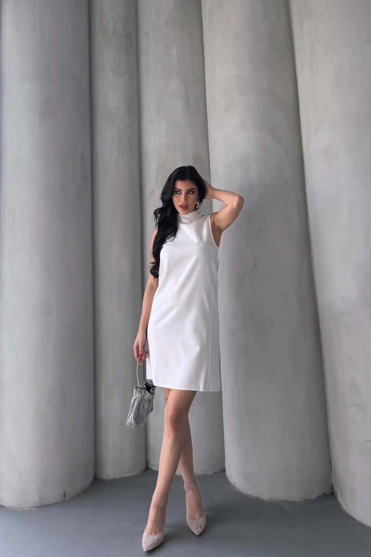 Sheila Taş Detay Elbise - Beyaz