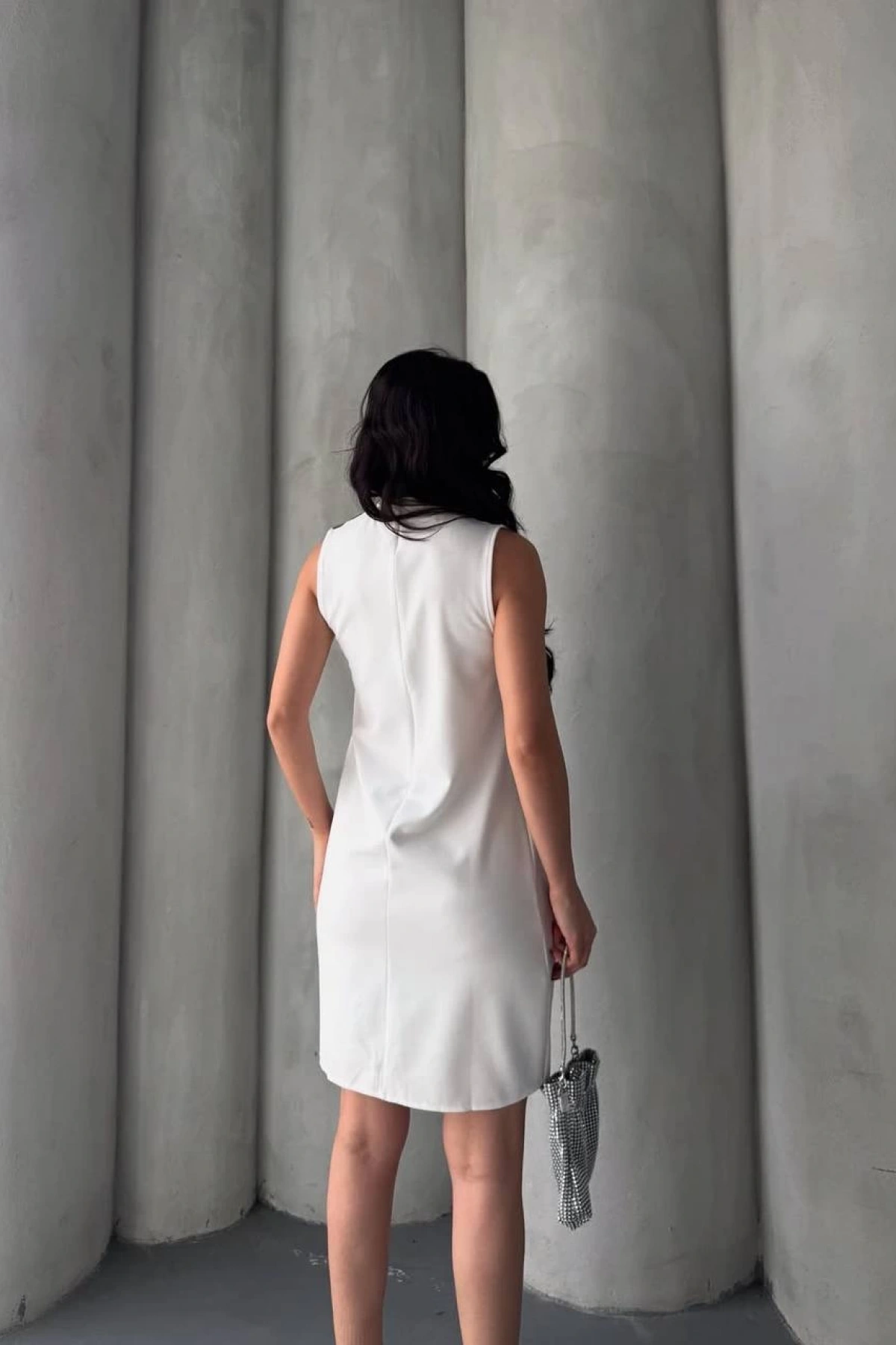 Sheila Taş Detay Elbise - Beyaz