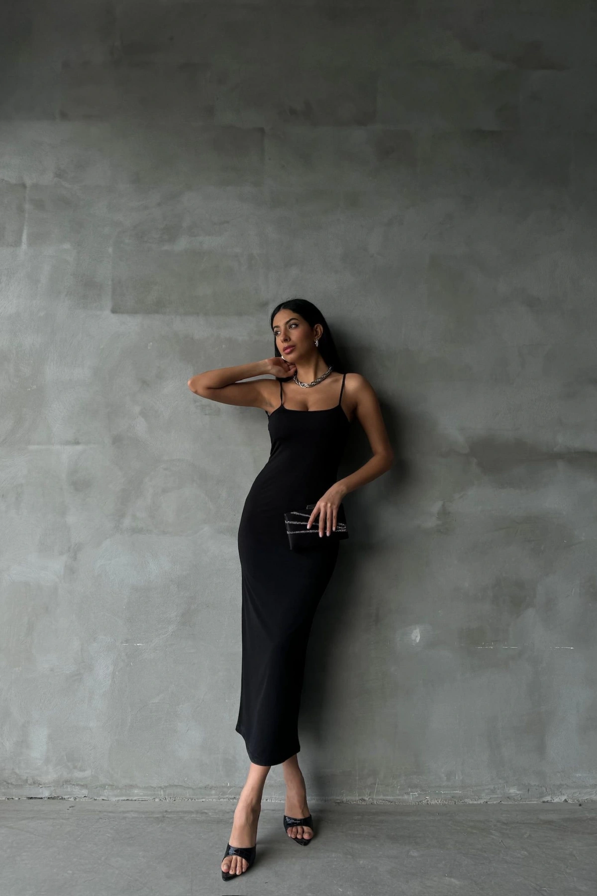 Hazel Sandy Elbise - Siyah