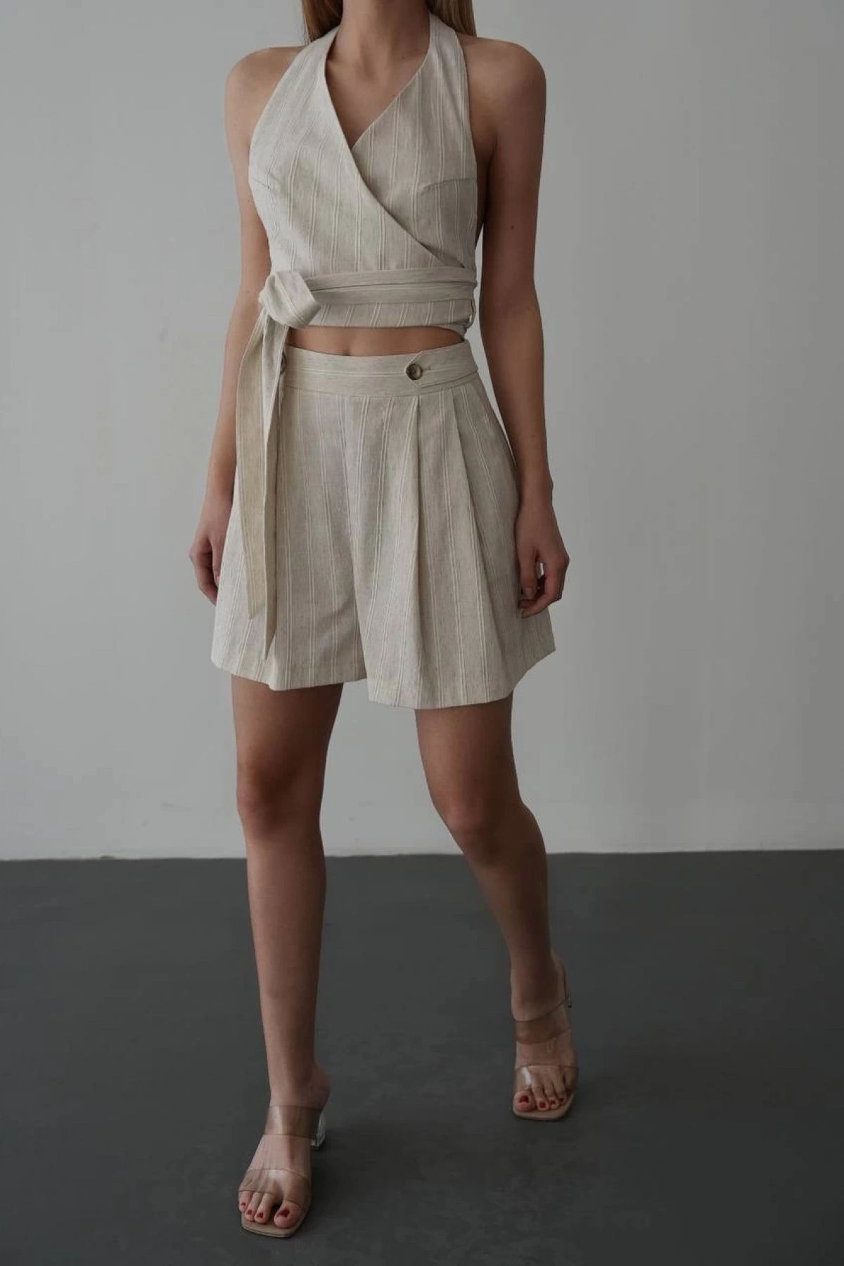 İbbie Keten Şortlu Takım