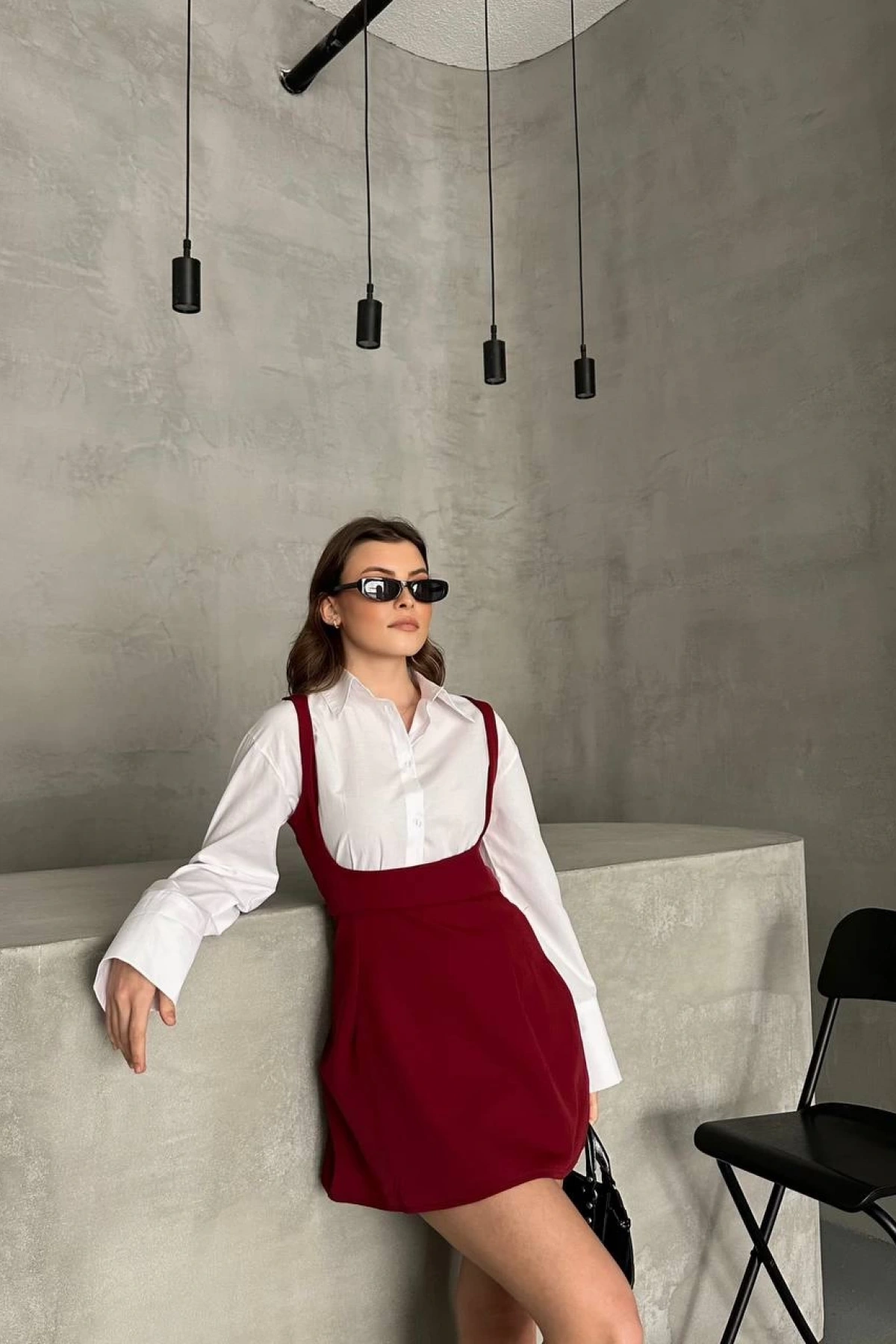 Gömlek Bitişik Straplez Elbise