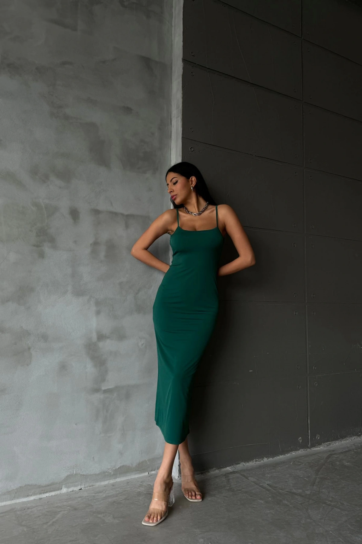 Hazel Sandy Elbise - Yeşil