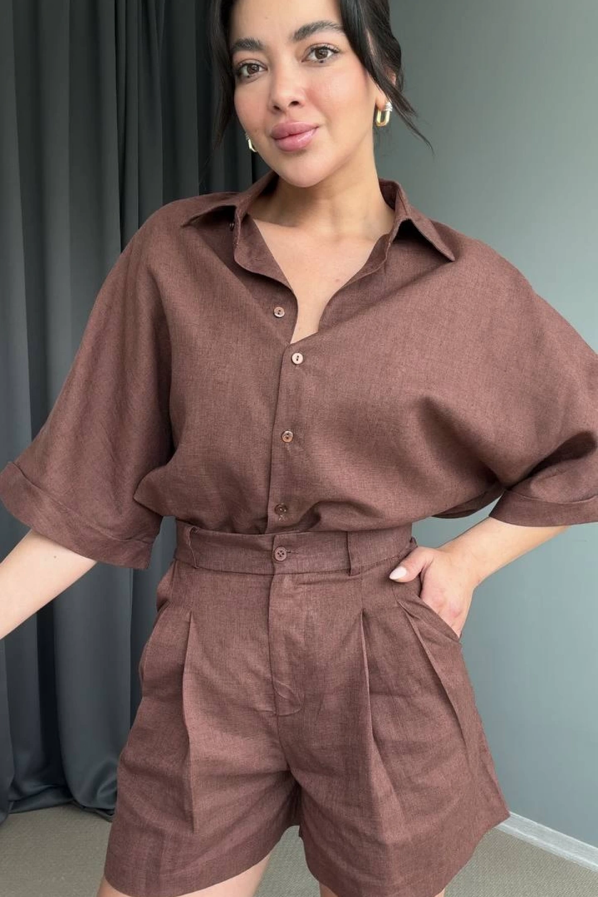 Camelia Şortlu Takım - Kahve