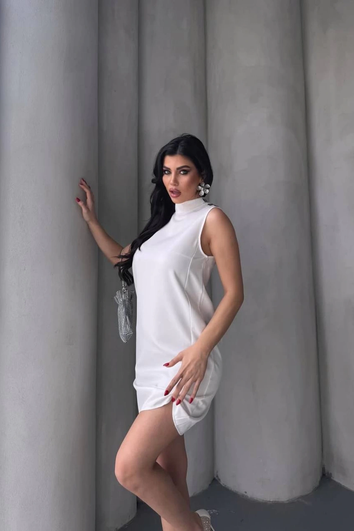 Sheila Taş Detay Elbise - Beyaz