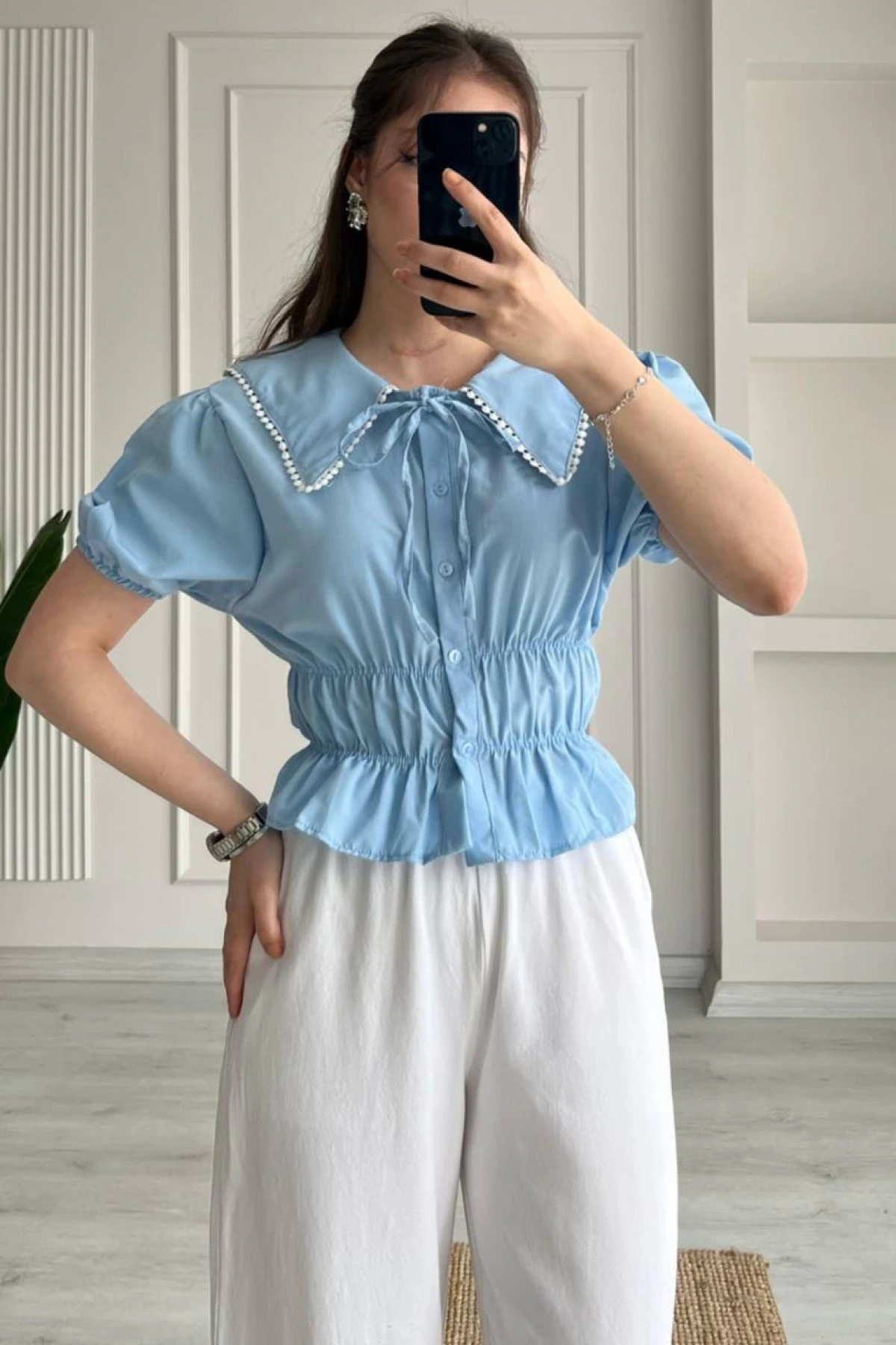 Kelly Gömlek Bluz - Mavi