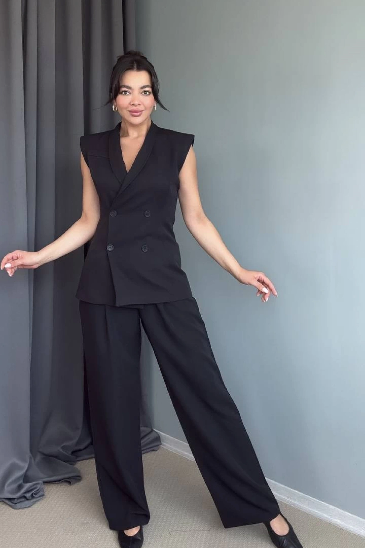 Cara Yelekli Takım - Siyah