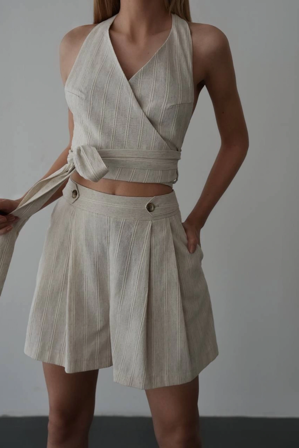 İbbie Keten Şortlu Takım