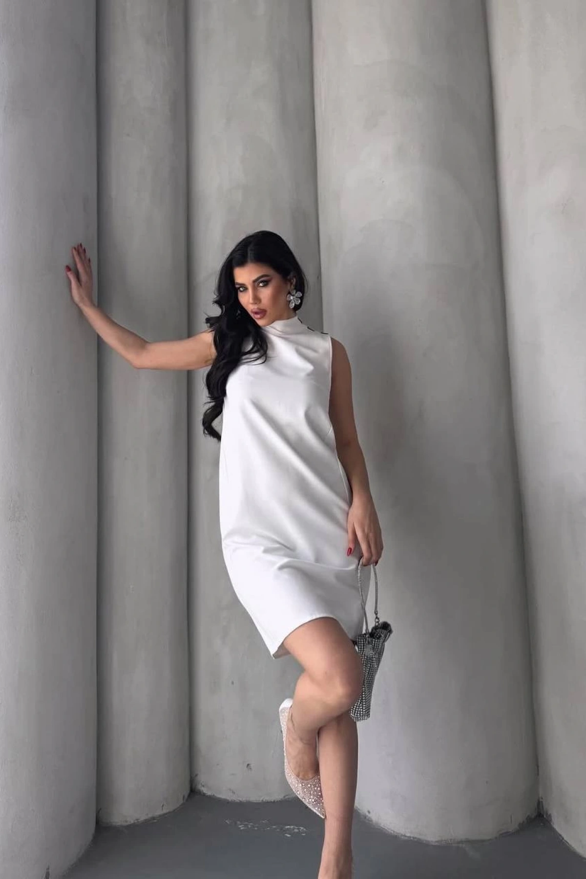 Sheila Taş Detay Elbise - Beyaz