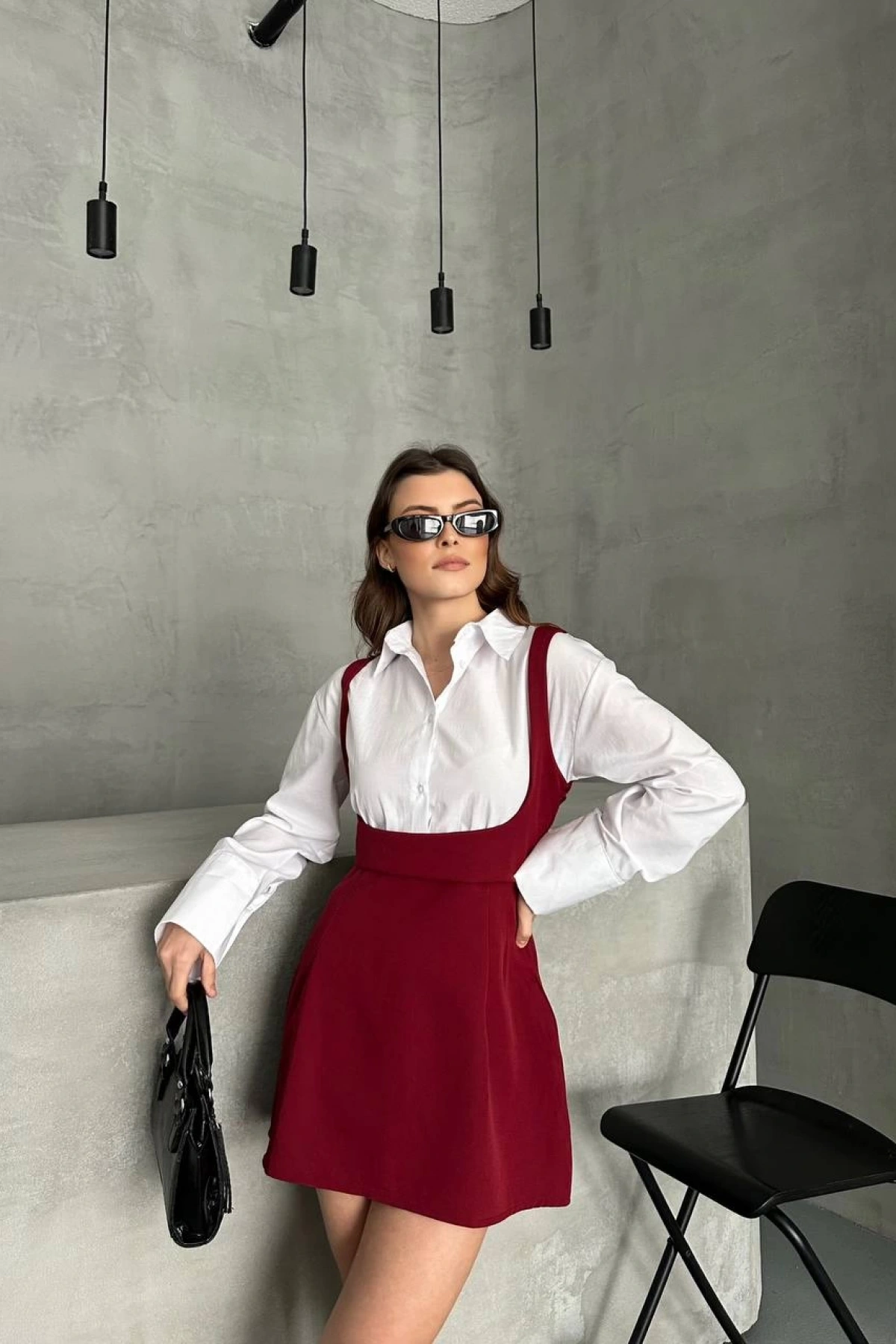 Gömlek Bitişik Straplez Elbise