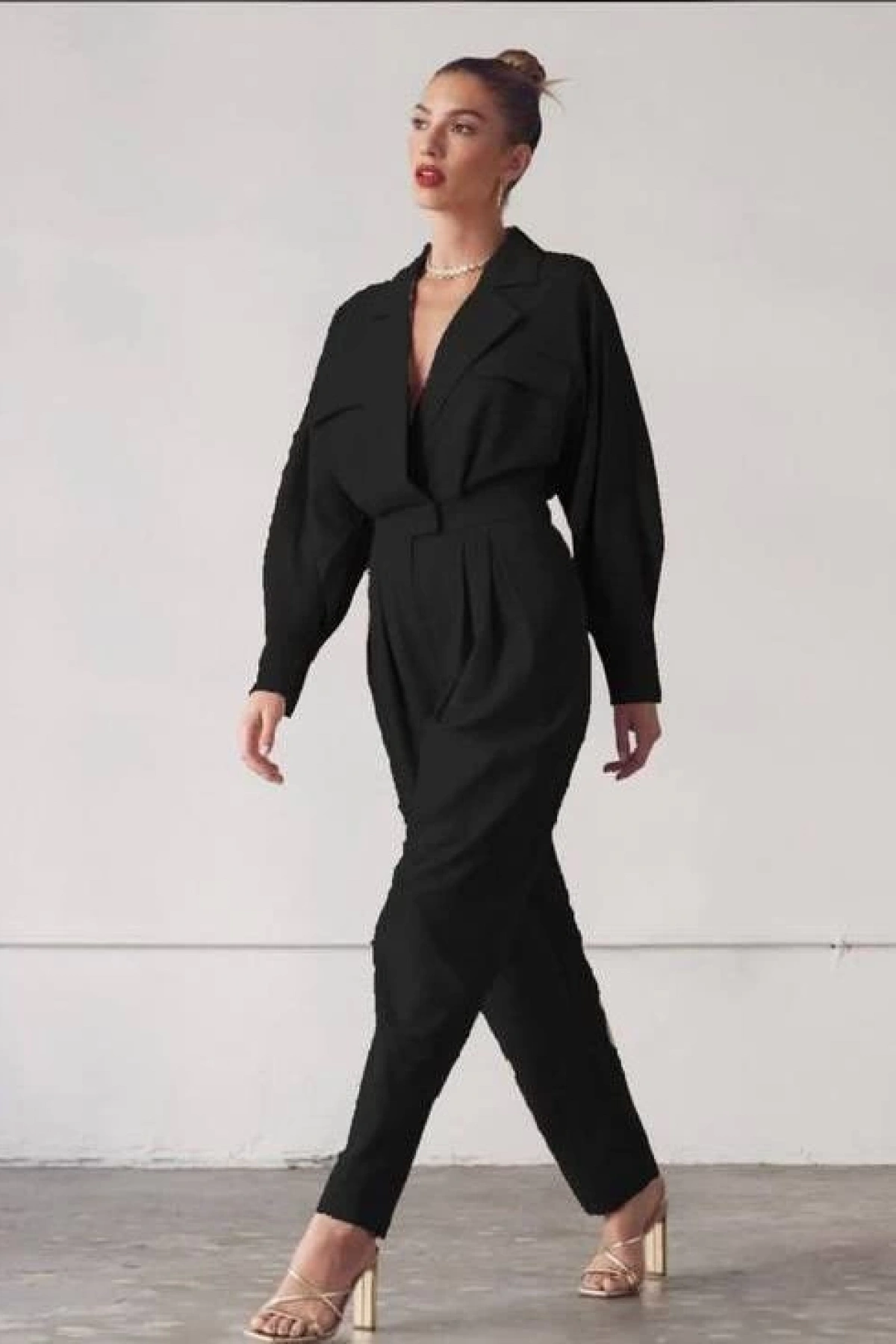 Stella Ceket Yaka Tulum - Siyah