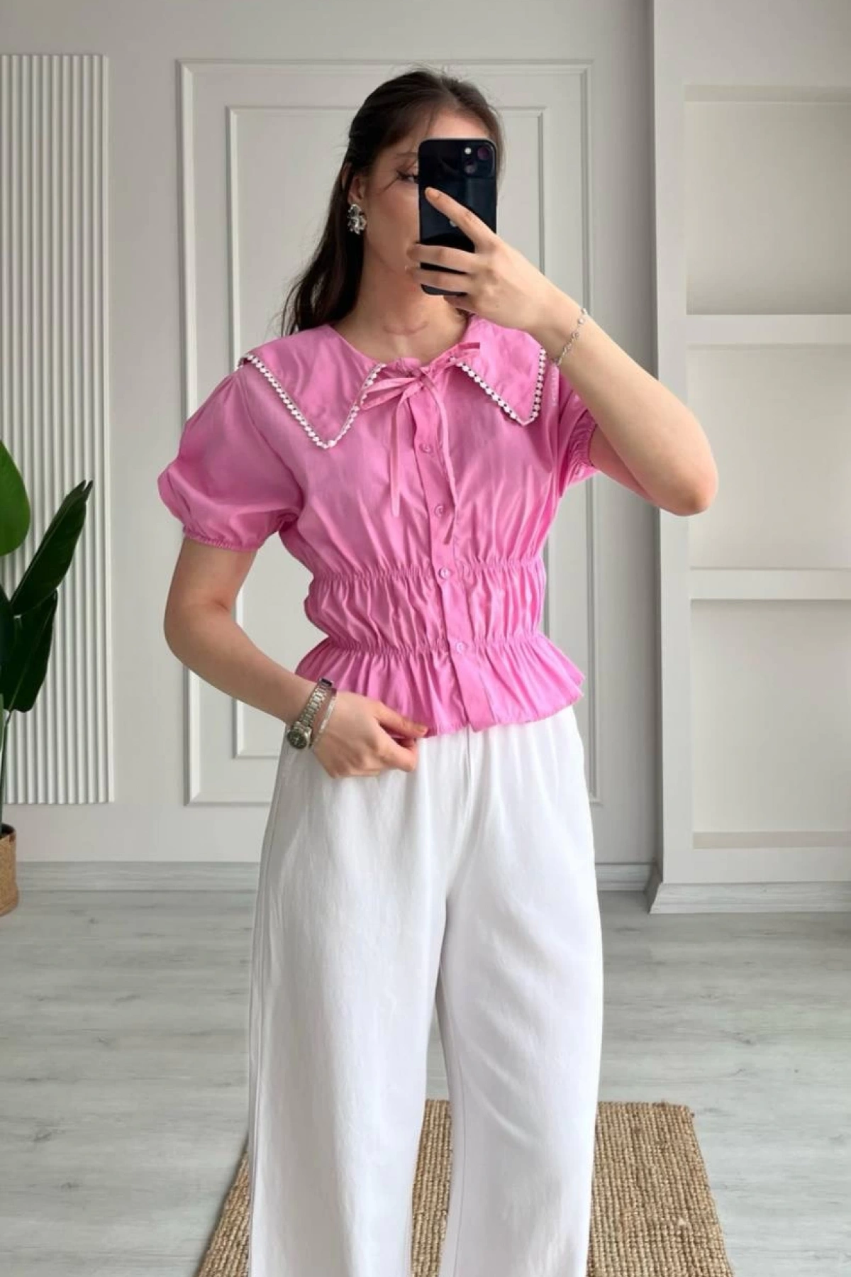 Kelly Gömlek Bluz - Pembe