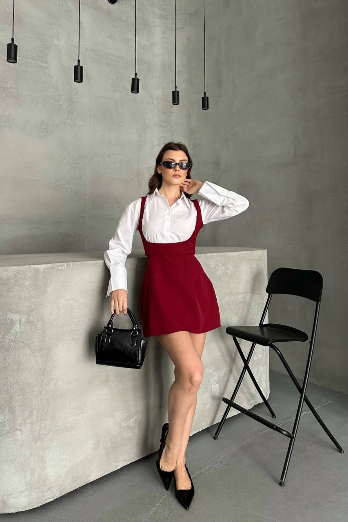 Gömlek Bitişik Straplez Elbise