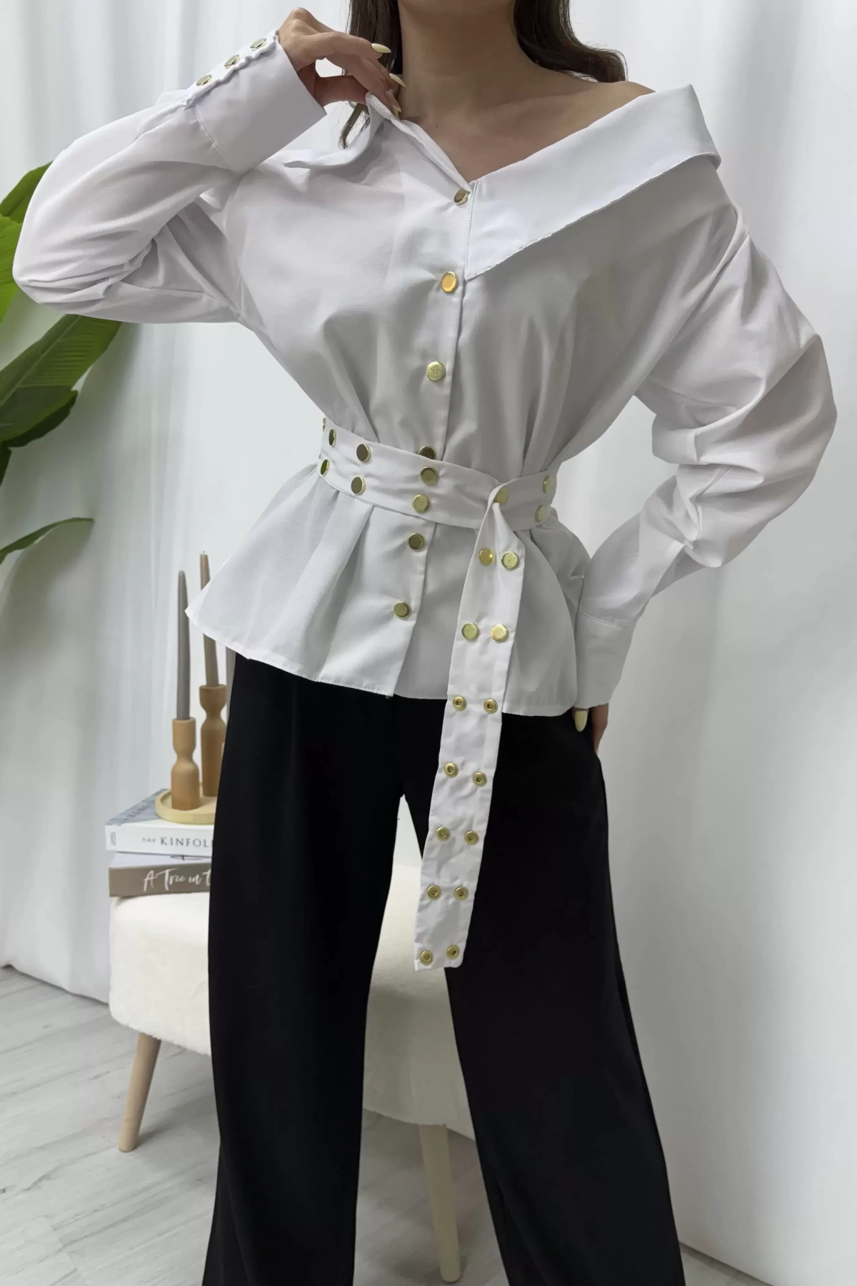 Zoe Çıtçıtlı Gömlek - Beyaz