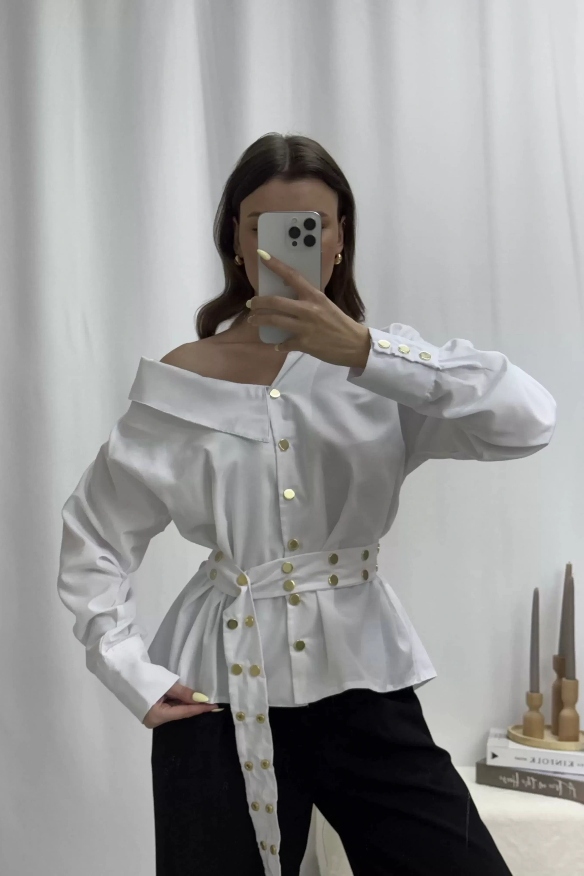 Zoe Çıtçıtlı Gömlek - Beyaz