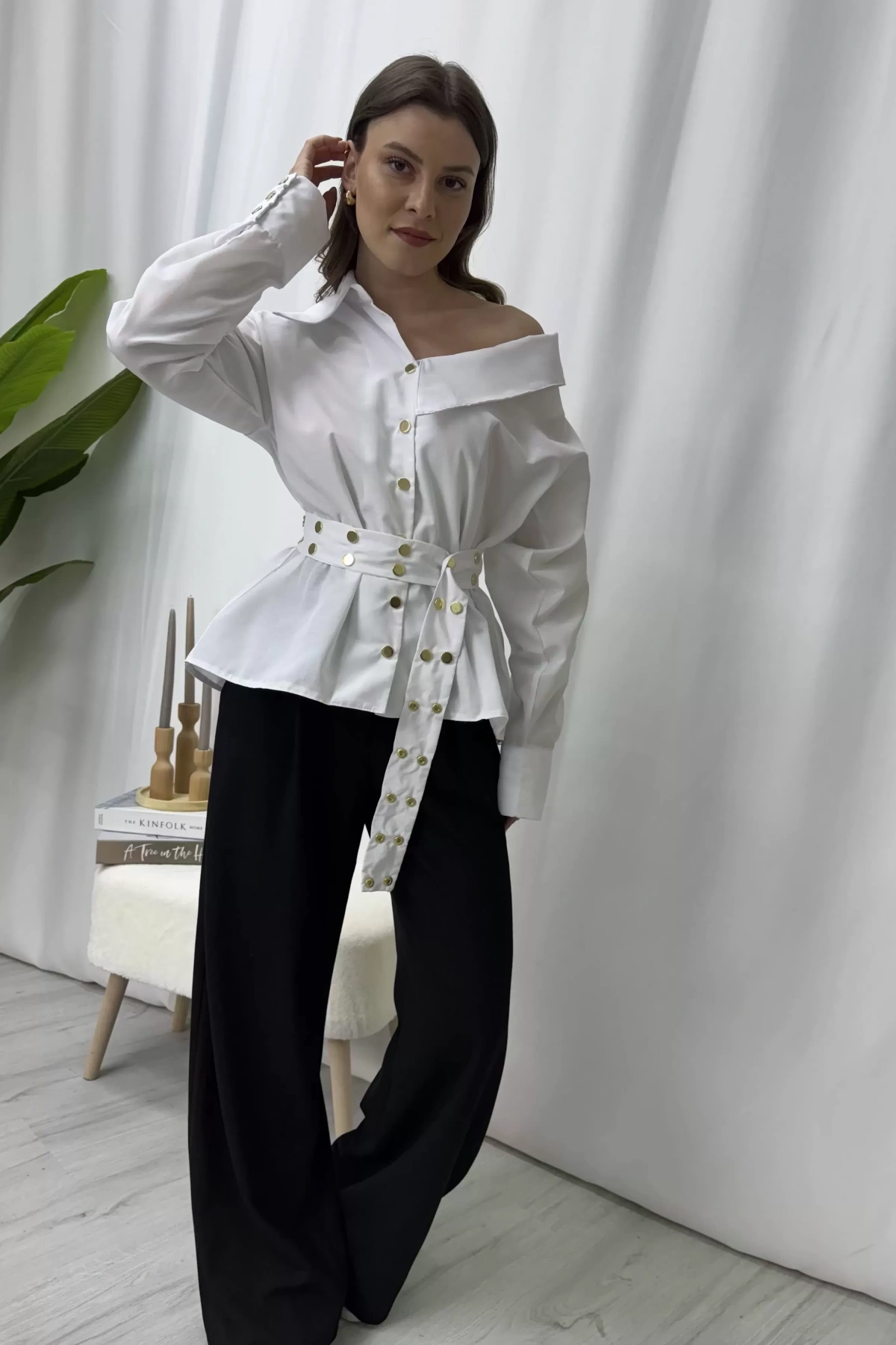 Zoe Çıtçıtlı Gömlek - Beyaz