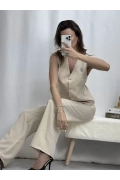 Olivia Kurdele Yelekli Takım - Bej