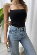 Holly İp Askılı Crop - Siyah