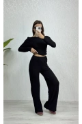 Lia Kayık Yaka Takım - Siyah