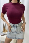Mary Crop T-Shirt - Bordo