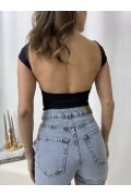 Tila Sırt Açık Body - Siyah