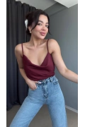 Casey Askılı Bluz - Bordo
