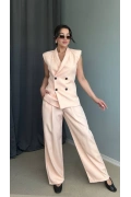 Cara Yelekli Takım - Pudra
