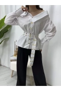 Zoe Çıtçıtlı Gömlek - Beyaz