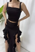 Clara Büzgülü Bluz - Siyah