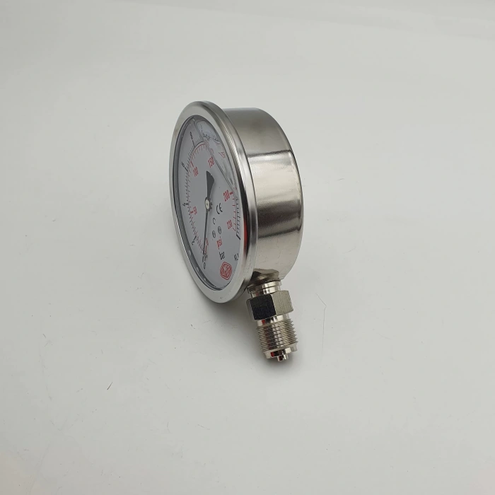 Manometre Gliserinli Alttan Çıkışlı Q100 - 0 - 16 Bar 1/2