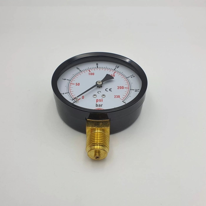 Manometre Alttan Çıkışlı Kuru Tip Q100 - 0 - 16 Bar 1/2