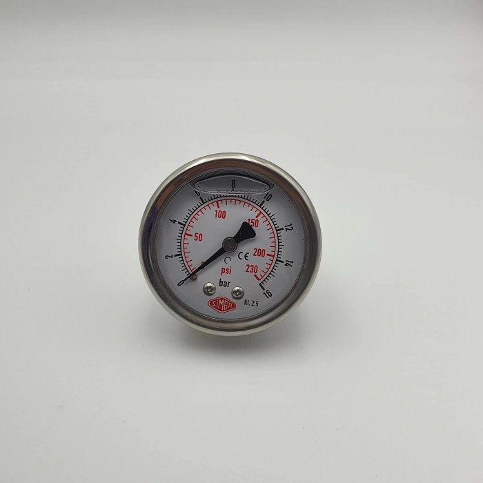 Manometre Gliserinli Arka Çıkışlı Q52 - 0 - 16 Bar 1/4