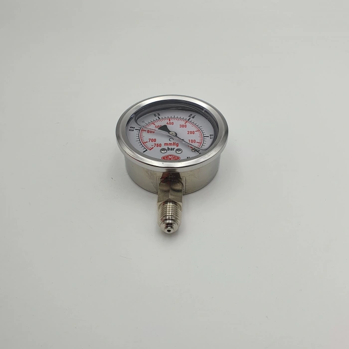 Vakummetre Gliserinli Alttan Çıkışlı Q63 - 0 - 1 - 760 Bar 1/4