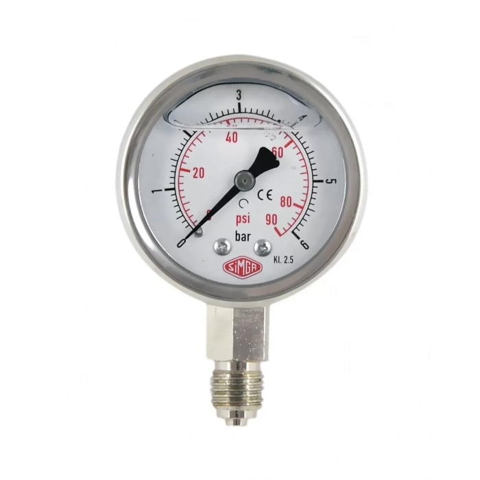 Manometre Gliserinli Alttan Çıkışlı Q63 - 0 - 16 Bar 1/4