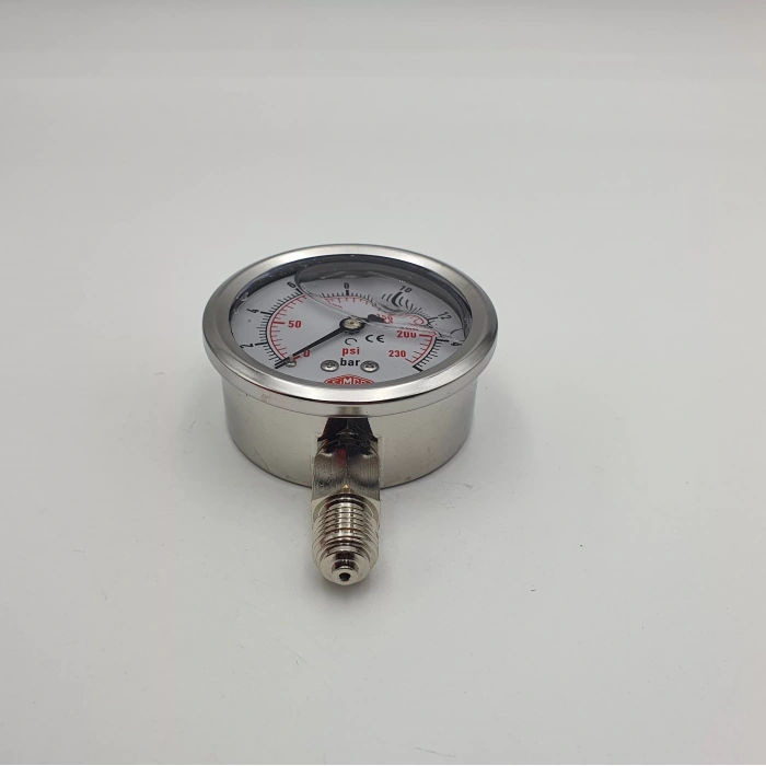 Manometre Gliserinli Alttan Çıkışlı Q63 - 0 - 16 Bar 1/4