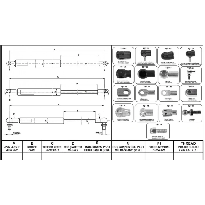 Gazlı Amortisör G Tipi