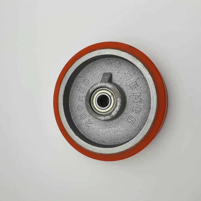 Transpalet Tekeri Döküm Poliüretan Kaplamalı Bilyalı Rulmanlı 200x50x20