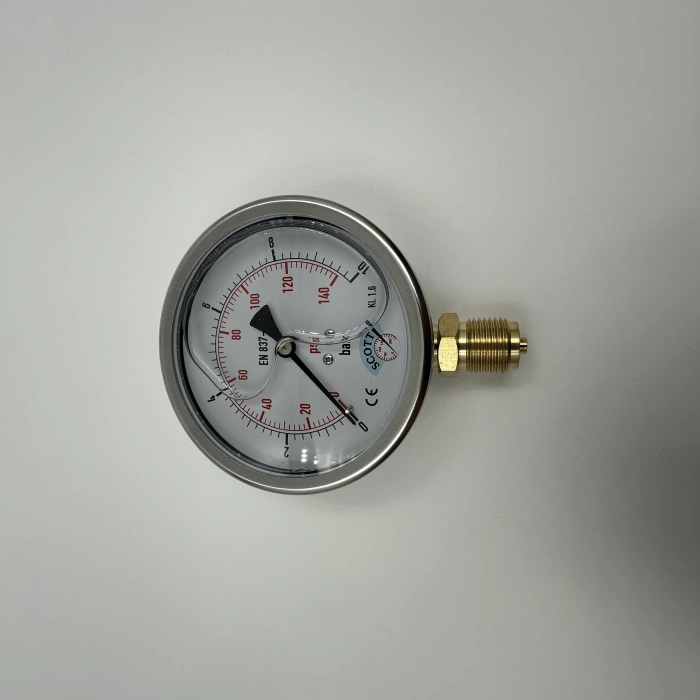 Manometre Gliserinli Alttan Çıkışlı Q100 - 0 - 10 Bar 1/2 A Tipi