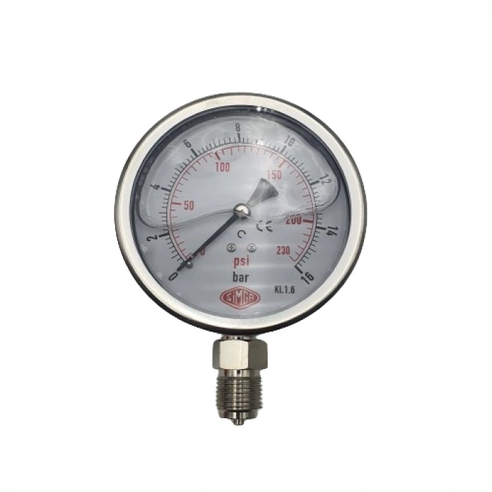 Manometre Gliserinli Alttan Çıkışlı Q100 - 0 - 16 Bar 1/2