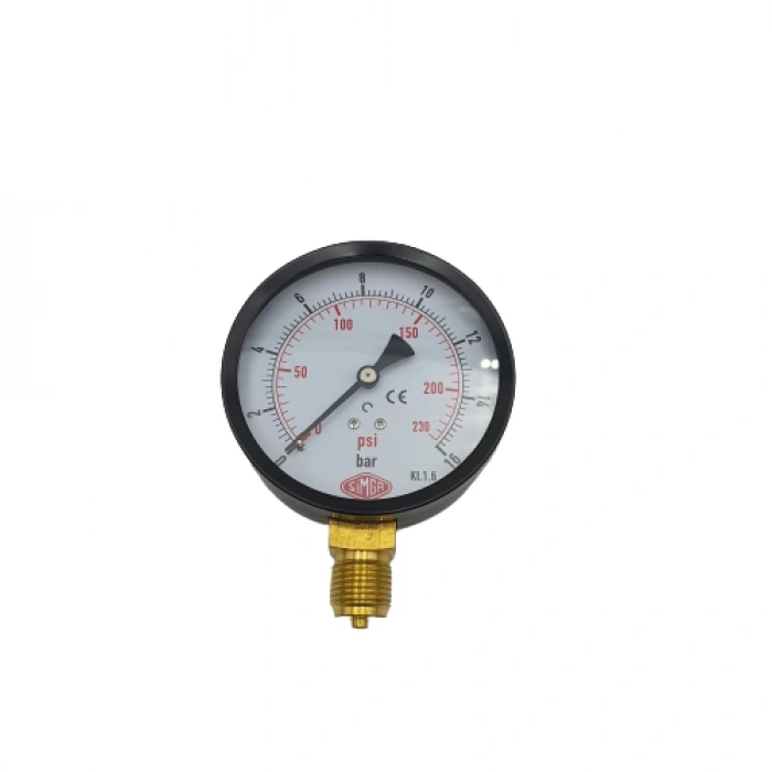 Manometre Alttan Çıkışlı Kuru Tip Q100 - 0 - 16 Bar 1/2