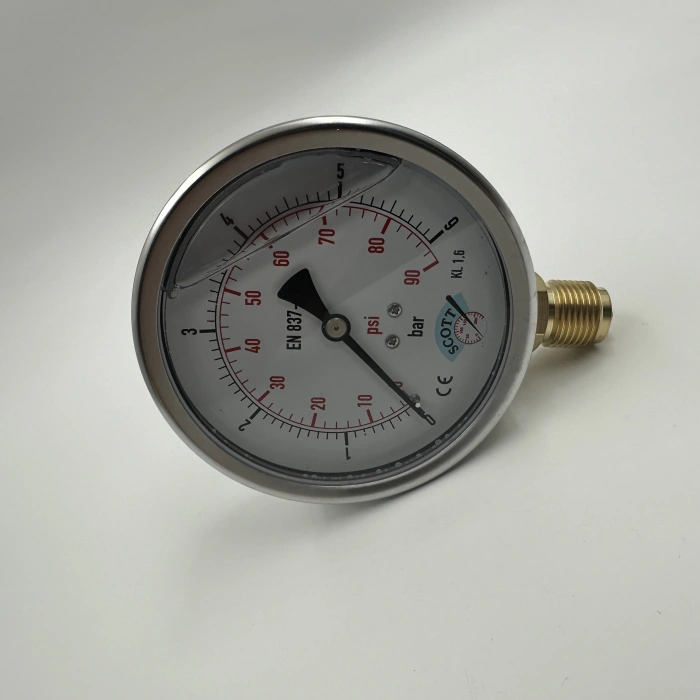 Manometre Gliserinli Alttan Çıkışlı Q100 - 0 - 2.5 Bar 1/2