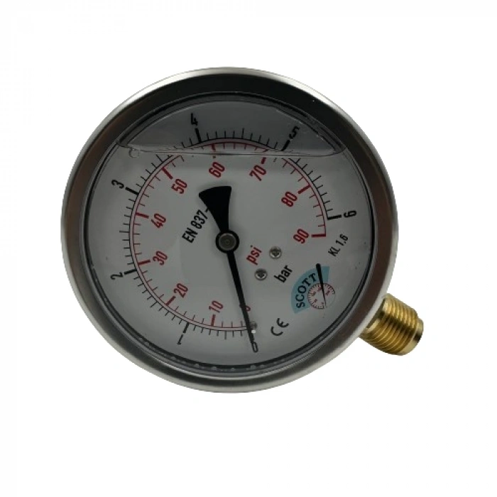 Manometre Gliserinli Alttan Çıkışlı Q100 - 0 - 2.5 Bar 1/2