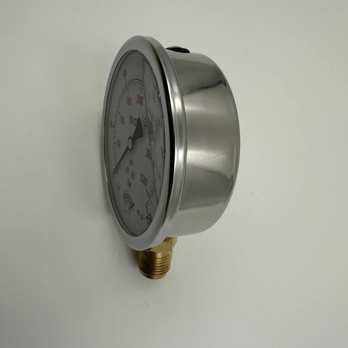Manometre Gliserinli Alttan Çıkışlı Q100 - 0 - 250 Bar 1/2