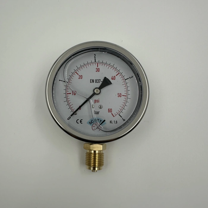 Manometre Gliserinli Alttan Çıkışlı Q100 - 0 - 4 Bar 1/2