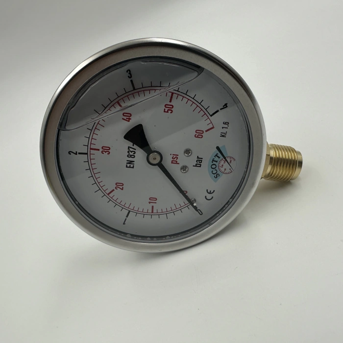 Manometre Gliserinli Alttan Çıkışlı Q100 - 0 - 4 Bar 1/2