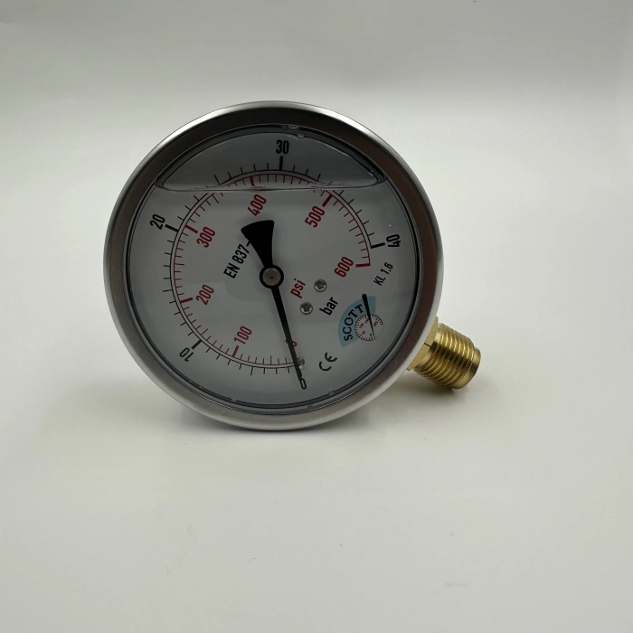 Manometre Gliserinli Alttan Çıkışlı Q100 - 0 - 40 Bar 1/2
