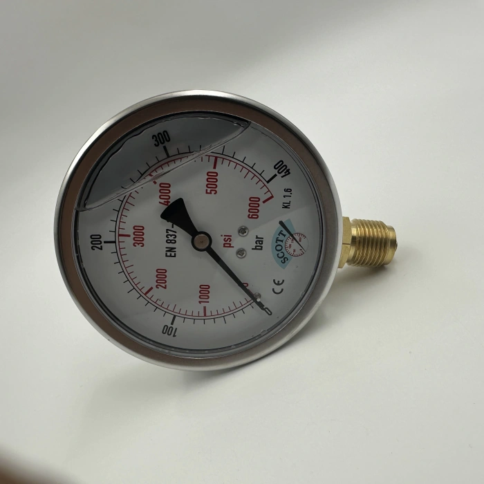 Manometre Gliserinli Alttan Çıkışlı Q100 - 0 - 400 Bar 1/2