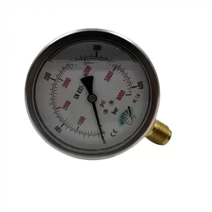 Manometre Gliserinli Alttan Çıkışlı Q100 - 0 - 400 Bar 1/2