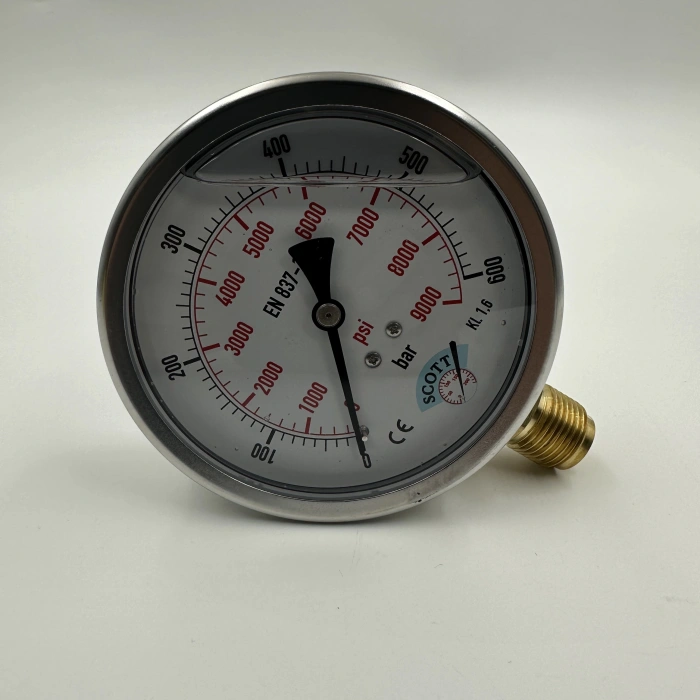 Manometre Gliserinli Alttan Çıkışlı Q100 - 0 - 600 Bar 1/2